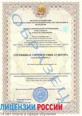Образец сертификата соответствия аудитора №ST.RU.EXP.00006191-3 Геленджик Сертификат ISO 50001